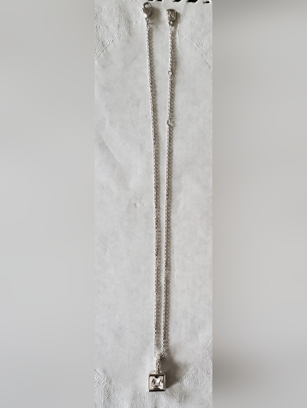Silver Nadri Square Zirconia Pendant Necklace